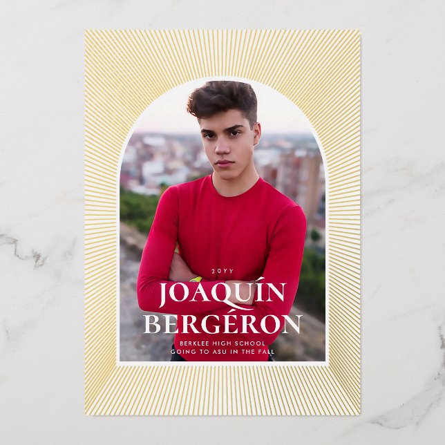 Invitación Con Relieve Metalizado Invitación al Relieve metalizado de Graduación de  (Anverso)