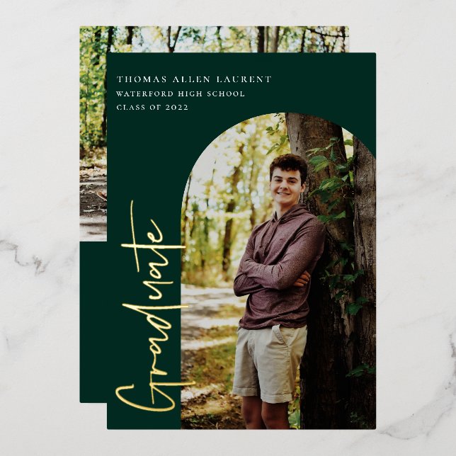 Invitación Con Relieve Metalizado Invitación al Relieve metalizado de graduación de  (Anverso/Reverso)