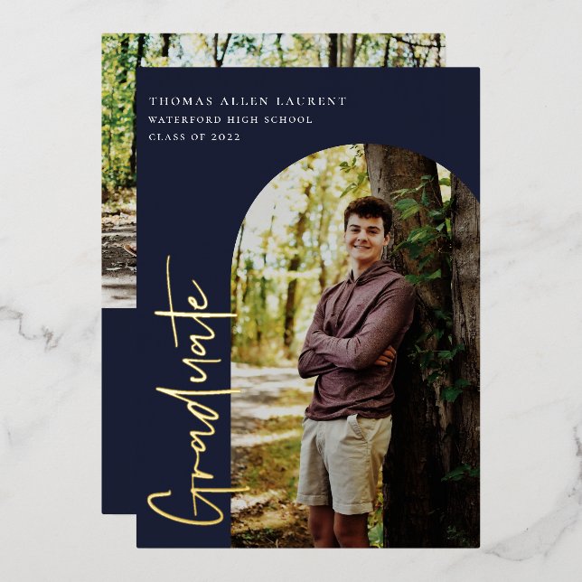 Invitación Con Relieve Metalizado Invitación al Relieve metalizado de graduación de  (Anverso/Reverso)