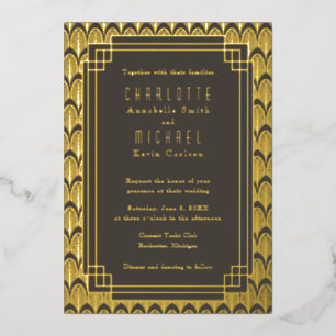 Invitación Con Relieve Metalizado Invitación al Relieve metalizado de oro de época A