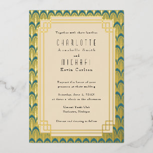 Invitación Con Relieve Metalizado Invitación al Relieve metalizado de oro verde azul