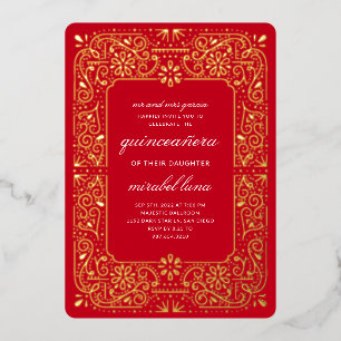 Invitación Con Relieve Metalizado Invitación al Relieve metalizado de Red Quinceañer