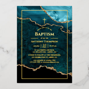 Invitación Con Relieve Metalizado Invitación al Relieve metalizado del bautismo de t
