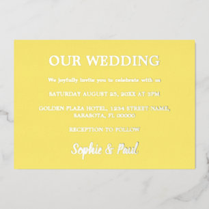 Invitación Con Relieve Metalizado Invitación al Relieve metalizado del Boda amarillo