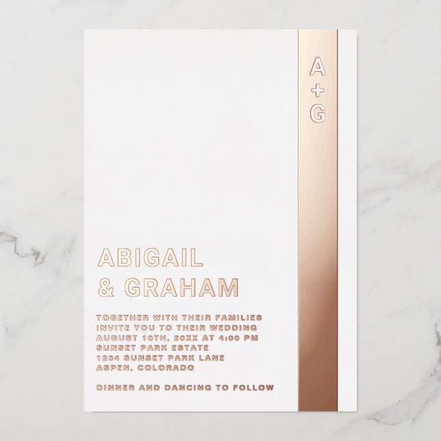 Invitación Con Relieve Metalizado Invitación al Relieve metalizado del Boda de monog (Anverso)