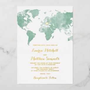 Invitación Con Relieve Metalizado Invitación al Relieve metalizado del Boda de viaje