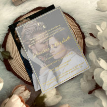 Invitación al Relieve metalizado del Boda fotográf