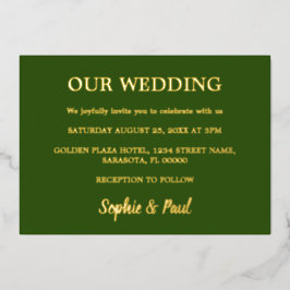 Invitación Con Relieve Metalizado Invitación al Relieve metalizado del Boda verde de