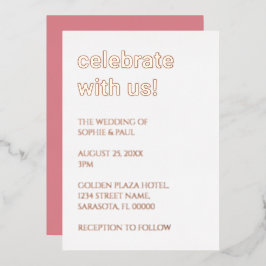Invitación Con Relieve Metalizado Invitación al Relieve metalizado dorado de Rosa de