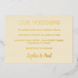 Invitación Con Relieve Metalizado Invitación al Relieve metalizado dorado del Boda d
