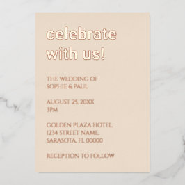 Invitación Con Relieve Metalizado Invitación al Relieve metalizado dorado Rosa Boda