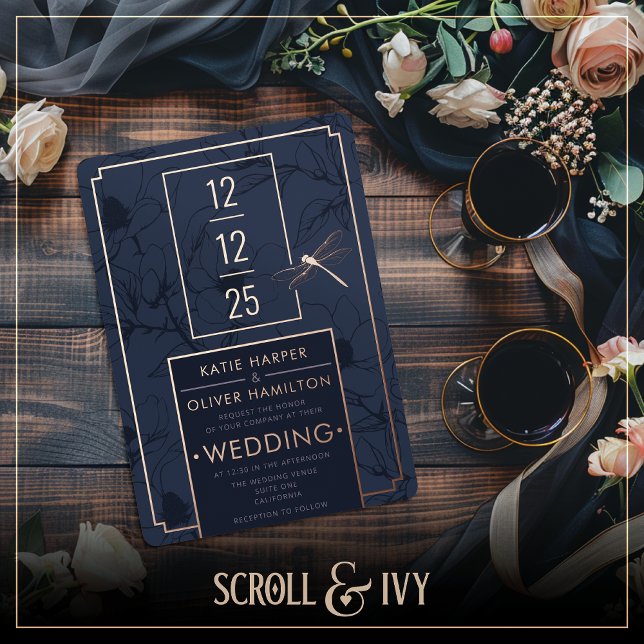 Invitación Con Relieve Metalizado Invitación al Relieve metalizado floral azul moder (Subido por el creador)