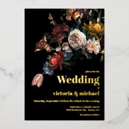 Invitación Con Relieve Metalizado Invitación al Relieve metalizado floral Rembrandt 