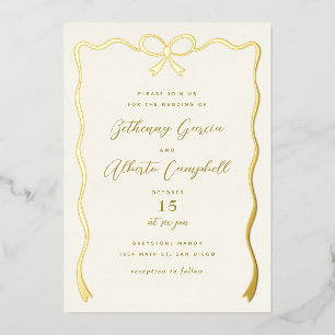 Invitación Con Relieve Metalizado Invitación al Relieve metalizado Golden Bow
