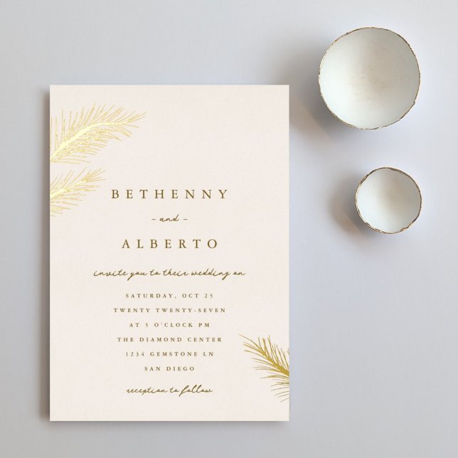 Invitación Con Relieve Metalizado Invitación al Relieve metalizado Golden Pines (Subido por el creador)