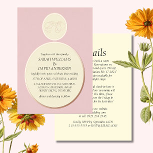 Invitación Con Relieve Metalizado Invitación al Relieve metalizado Mínimo de Té Rosa