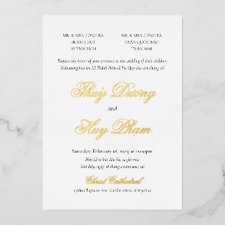 Invitación Con Relieve Metalizado Invitación al Relieve metalizado vietnamita biling