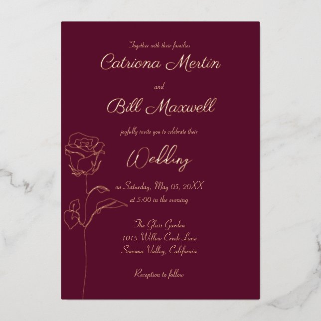 Invitación Con Relieve Metalizado Invitación clásica a la boda de Relieve metalizado (Anverso)