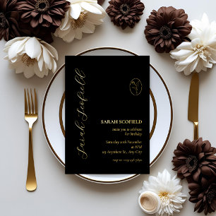 Invitación Con Relieve Metalizado Invitación de cumpleaños 30 de negro y Relieve met
