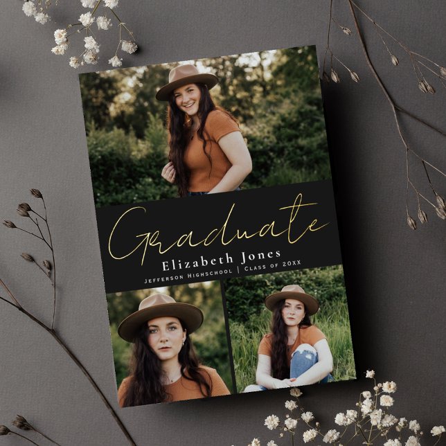 Invitación Con Relieve Metalizado Invitación de foto de graduación de Relieve metali (Subido por el creador)