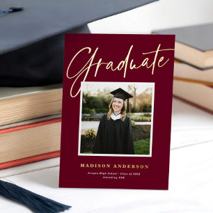 Invitación Con Relieve Metalizado Invitación de graduación de foto de Relieve metali