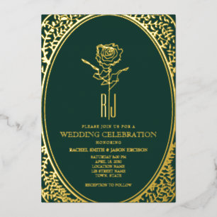 Invitación Con Relieve Metalizado Invitación de papel metalizado de lujo esmeralda v
