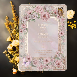 Invitación Con Relieve Metalizado Invitación de Relieve metalizado de Boda de Peony 