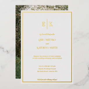 Invitación Con Relieve Metalizado Invitación moderna a la boda blanca y Relieve meta