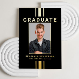 Invitación Con Relieve Metalizado Invitación moderna de graduación de Relieve metali