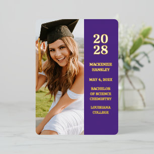 Invitación Con Relieve Metalizado Invitación moderna de graduación de Relieve metali