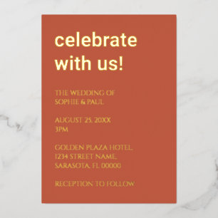 Invitación Con Relieve Metalizado Invitación simple a Relieve metalizado de Boda de 