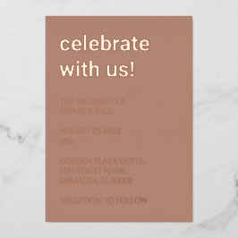 Invitación Con Relieve Metalizado Invitación simple de Relieve metalizado dorado Ros