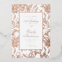 Invitati, Relieve metalizado de cumpleaños floral 