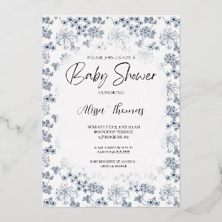 Invitación Con Relieve Metalizado Invitation baby shower Toile Desing-Customizable
