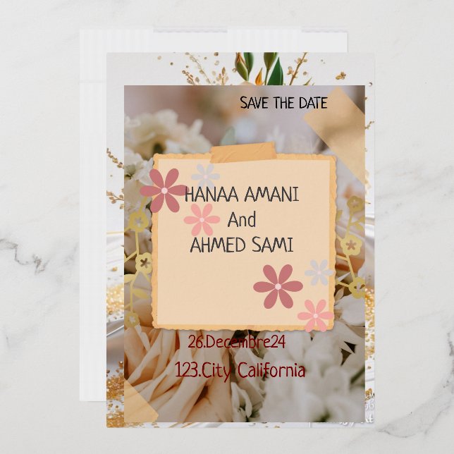 Invitación Con Relieve Metalizado  Invitation de Mariage Éblouissante (Sobre)