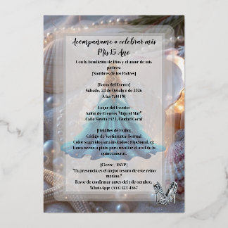 Invitación Con Relieve Metalizado Invitation for  for agirls fifteenth  birthday