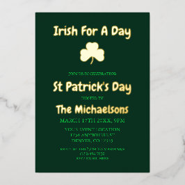 Invitación Con Relieve Metalizado Irlandés por un día
