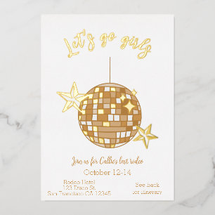 Invitación Con Relieve Metalizado Itinerario de despedida de soltera de vaquera disc