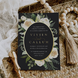 Invitación Con Relieve Metalizado Ivory Bloom | Boda de tramas de color de agua con 
