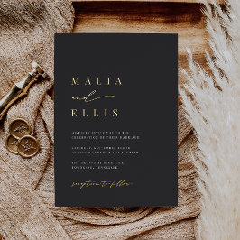 Invitación Con Relieve Metalizado Izquierda ultra mínima | Boda de acentos caligráfi