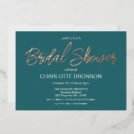 Invitación Con Relieve Metalizado Jade Minimalista Script Bodas de Brillo Rosa Dorad