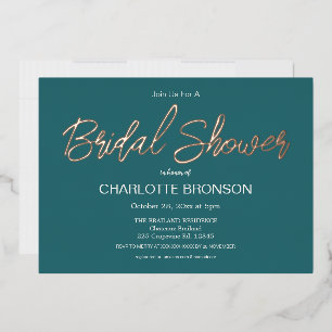 Invitación Con Relieve Metalizado Jade Minimalista Script Bodas de Brillo Rosa Dorad