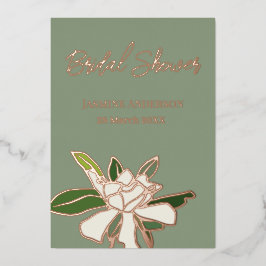 Invitación Con Relieve Metalizado Jardín de Gardenia Floral Blanco Simple Ducha de N
