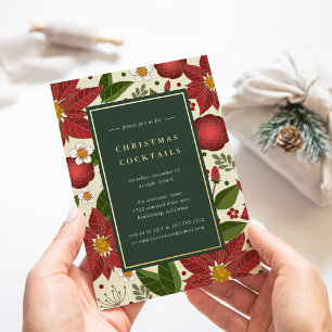 Invitación Con Relieve Metalizado Jardín de invierno   Fiesta de cóctel de Navidad