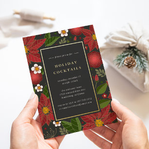 Invitación Con Relieve Metalizado Jardín de invierno   Fiesta de cóctel navideño