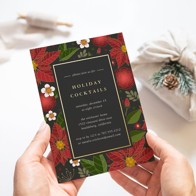 Invitación Con Relieve Metalizado Jardín de invierno | Fiesta de cóctel navideño (Subido por el creador)