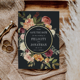 Invitación Con Relieve Metalizado Jardín de la luna | Boda floral Guardar la fecha