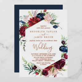 Invitación Con Relieve Metalizado Jardín de Otoño | Boda Todo en Uno con Hojalata de