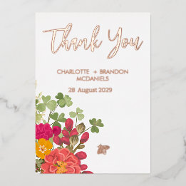 Invitación Con Relieve Metalizado Jardín Floral de Verano Flores Silvestres Boda Agr
