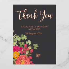 Invitación Con Relieve Metalizado Jardín Floral de Verano Flores Silvestres Boda Agr